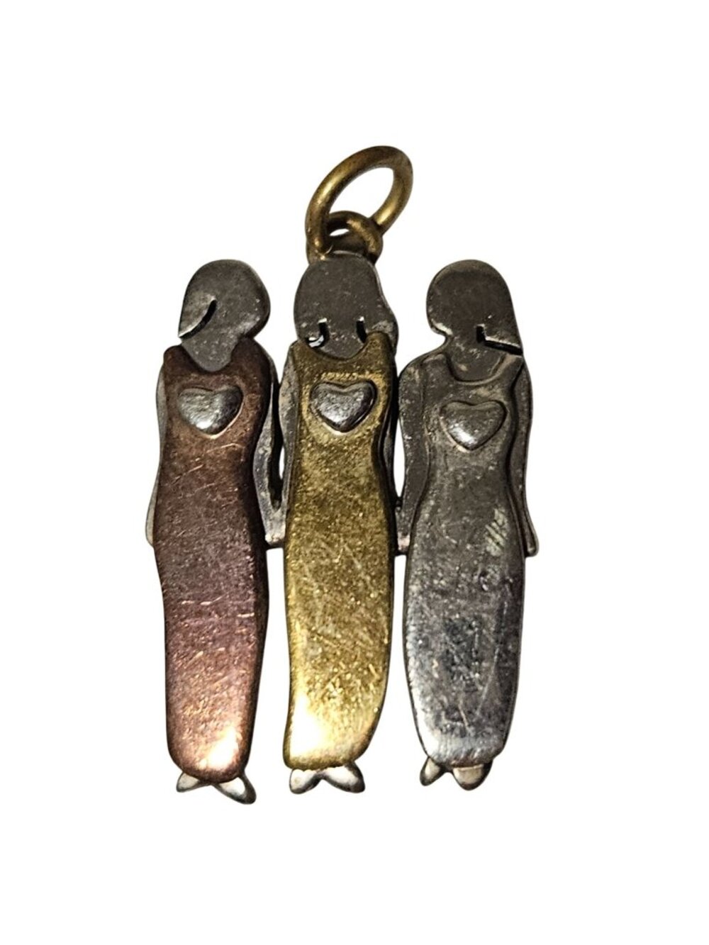 Vintage M&Co Tri Color Family Pendant Charm Daughters Mothers Day Jewelry Gift